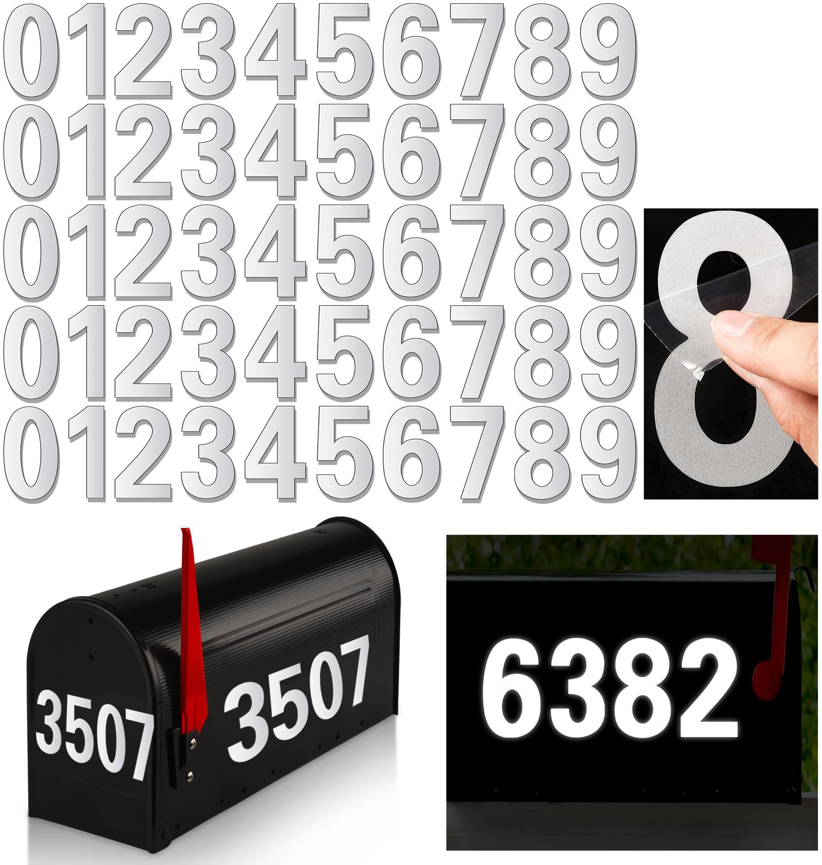 White Mailbox Numbers Reflective - 5 Sets Mailbox