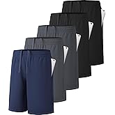 MLYENX 5 Pack Boys Athletic Shorts Active Performance Youth Kids Basketball Shorts Quick Dry with Elastic Waist Pockets