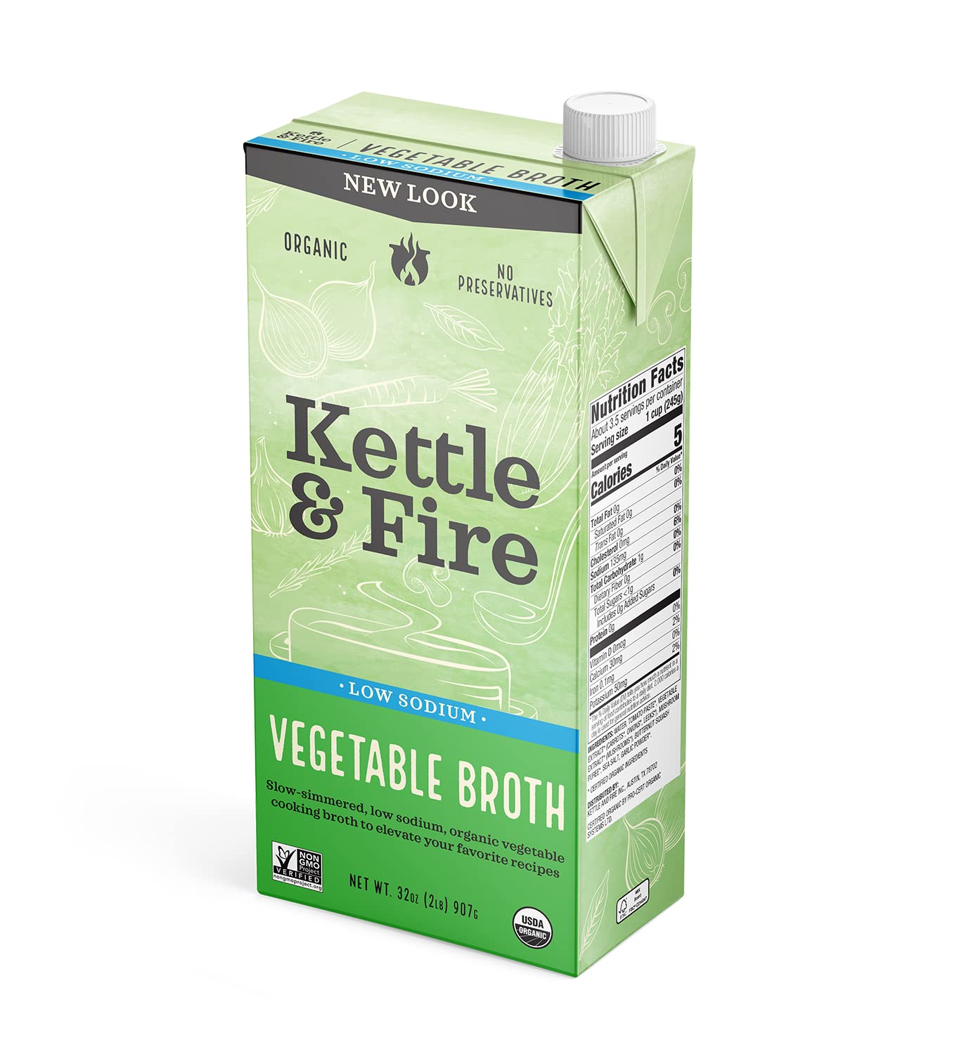 Photo 1 of ****EXP 08.16.2025***Kettle & Fire Organic Vegetable Cooking Broth Low Sodium, 32 Ounce
PACK OF 3