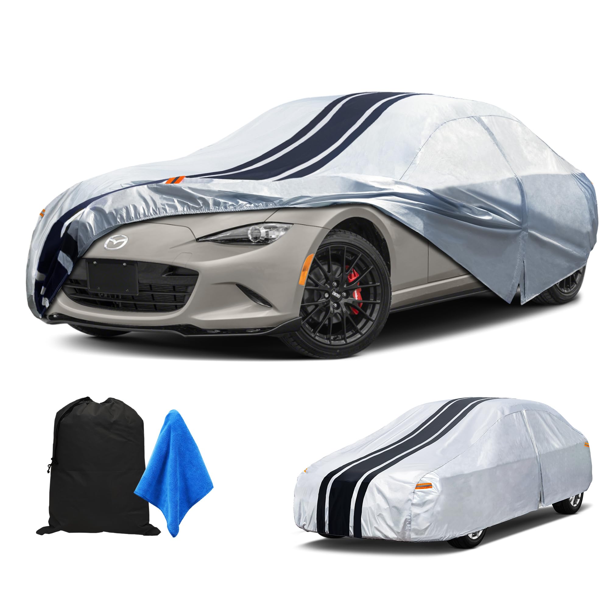 Photo 1 of [2025 Upgrade] 10-Layer Waterproof Coupe Sports Car Cover. Full Outdoor Small Car Covers. Universal Fit for Mazda Miata MX5, Honda S2000. Kia Rio, Sun Snow Rain. Size A1 (up to 165 inch)