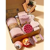 Coralogo Rose Spa Gift Baskets - Natural Pampering Spa Set, Self-Care Get Well Soon Basket,Thank You Gifts, Unique 11pcs Gift Set for Women Wife Mom Her Birthday Valentines Day Mothers Day