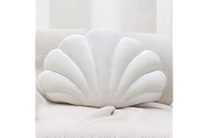 Sioloc Shell Pillows,Seashell Shaped Accent Throw Pillows,Decorative Pillow Cushion Floor Pillow for Couch Bed(Ivory,13 X 10 in)
