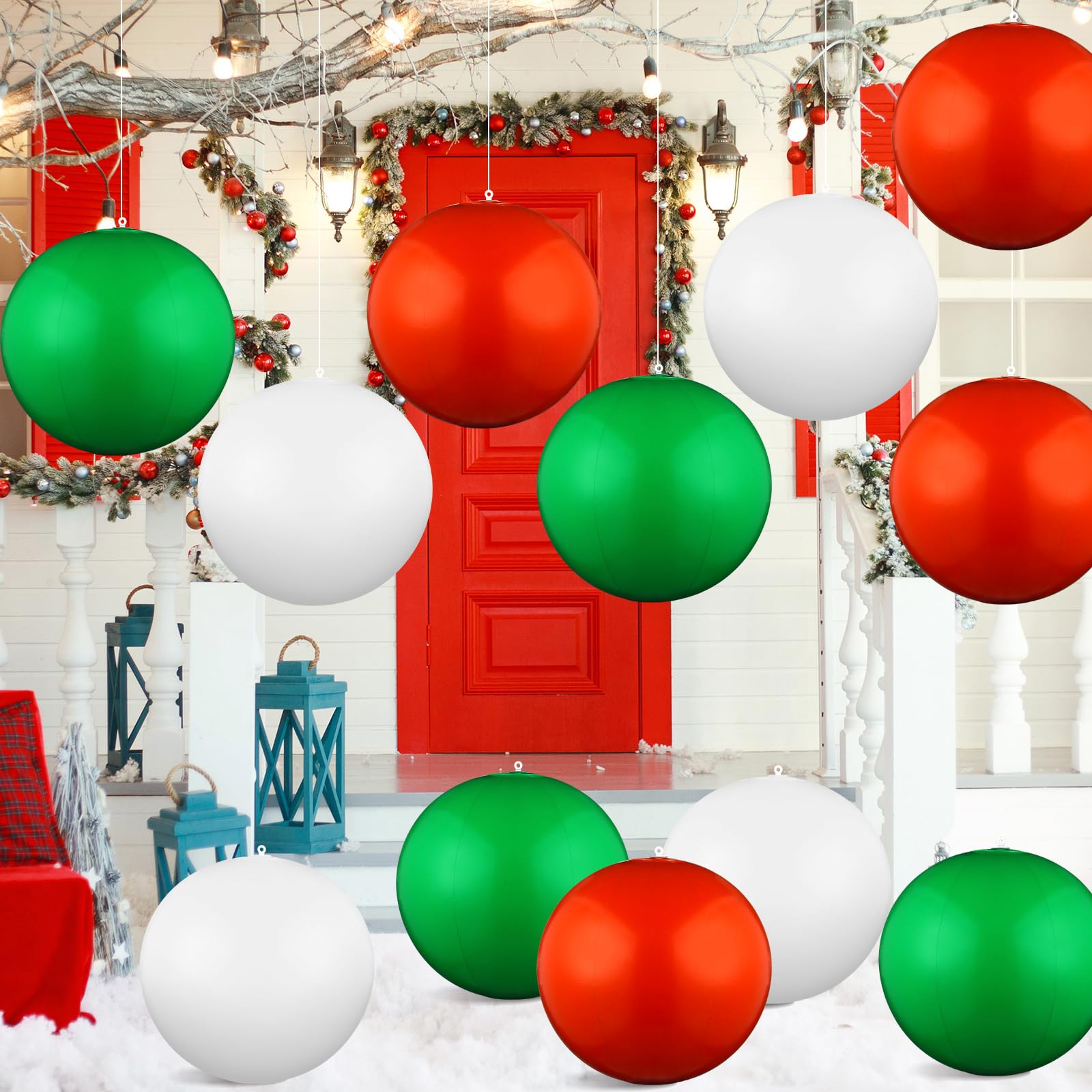Jetec 12 Pcs PVC Inflatable Christmas Ball 9 Inch Large Inflatable ...