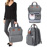 LUXJA Breast Pump Backpack Storage Bag for Cooler Bag &amp; Laptop, Gray | 2 Wear Ways, Fits Most Breast Pumps, Suitable for Working Mothers