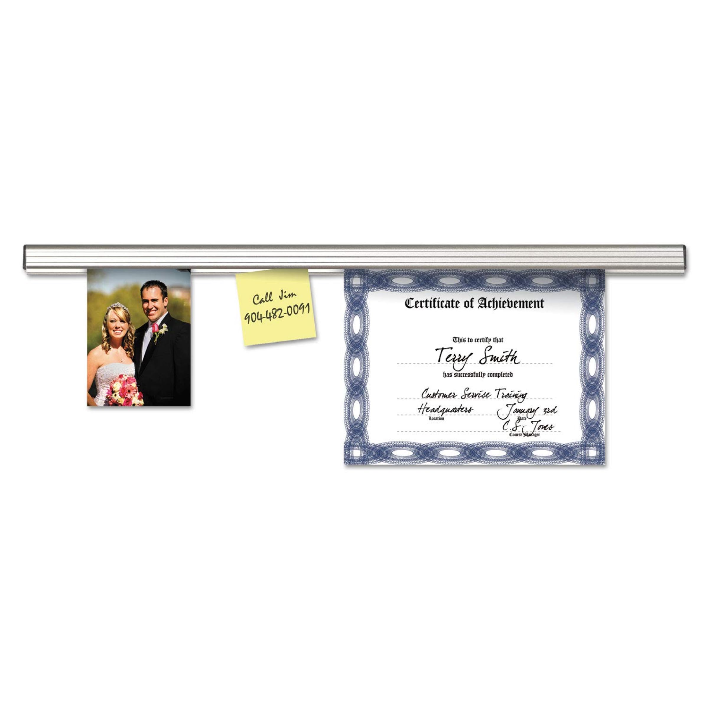 Advantus Aluminum Display Rail, Paper Display Strip and Receipt Holder, Bulletin Board Strip, 6 Ft, Satin Aluminum Finish