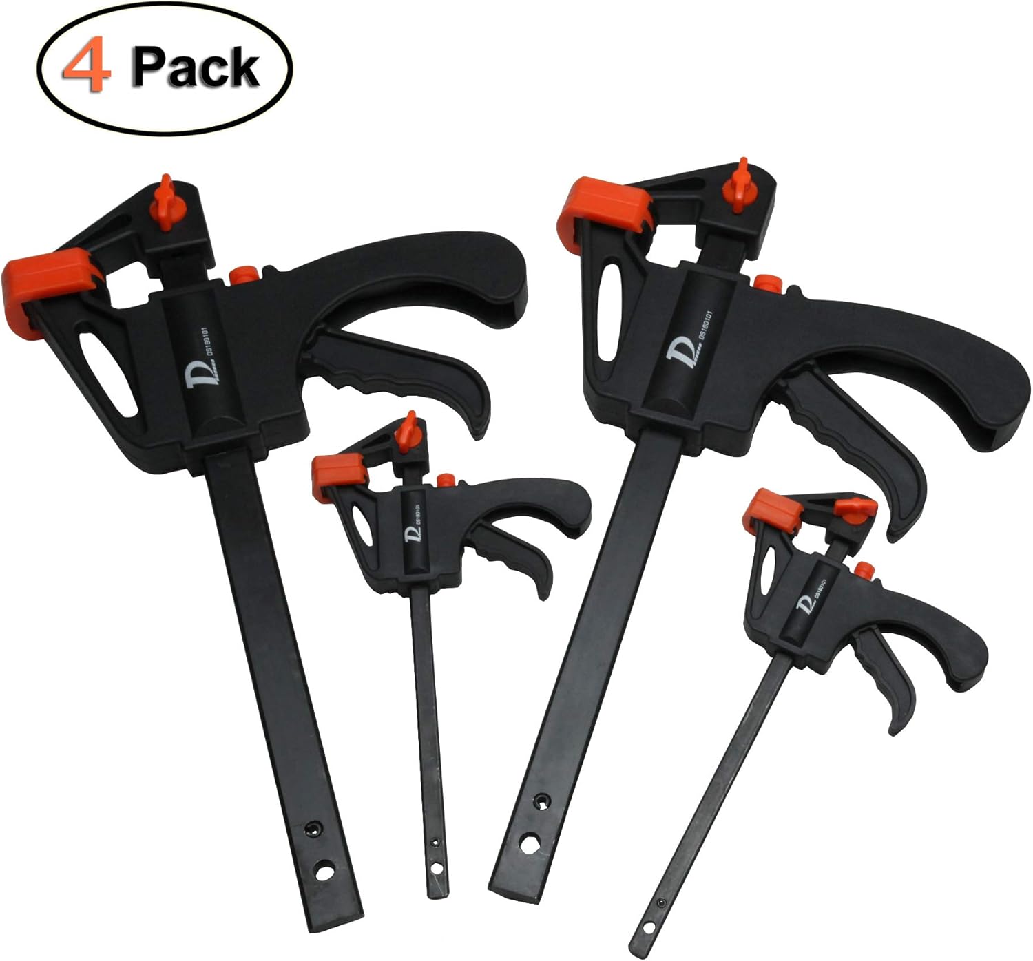 Wood Clamps Quick Grip 4 Pack [4 inch/6 inch] Ratchet Bar Clamps for