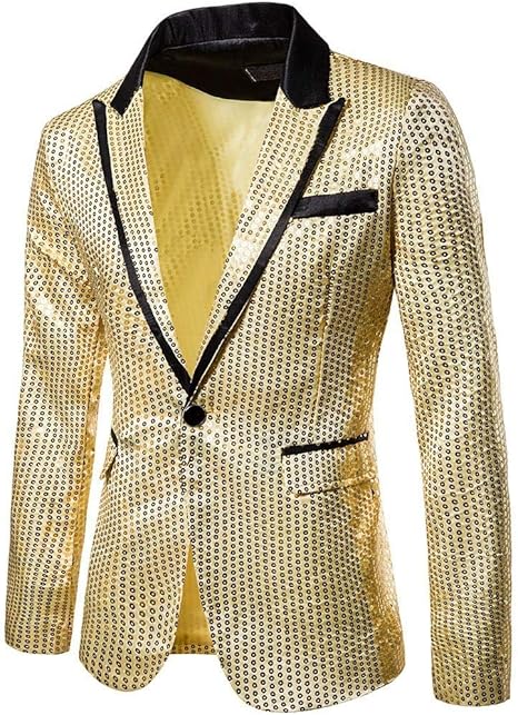 Spe969charm Sequin One Button Fit Suit Blazer Men S Casual Coat Jacket Party Top At Amazon Men S Clothing Store