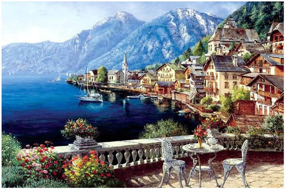 Dowager Jigsaw Puzzle 1000 Pieces for Adults Kids,Nature Landscape Building Pattern Adult Children Puzzle,Harmony and Tranquility Intellective Educational Toy
