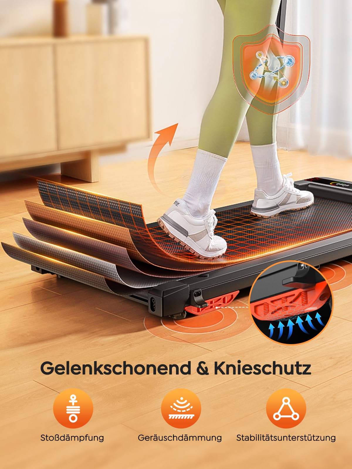 Klappbares Laufband mit Steigung für Zuhause & Büro – 9% manuelle Neigung, kein Aufbau nötig, All-in-1 Walking Pad für klappbar, 1–12 km/h, LED-Doppelanzeige, Walkingpad mit App & Fernbedienung 7