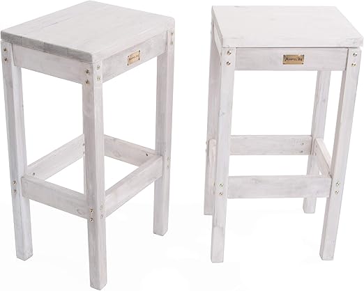 Ampel 24 Vintage Barhocker 2er Set Oslo Fur Garten Terrasse Barstuhl Ca 75 Cm Hoch In Shabby Chic Weiss Wetterfeste Gartenmobel Aus Holz Amazon De Kuche Haushalt