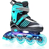 PAPAISON Adjustable Inline Skates Boys Ages 4-16, Roller Skates for Girls Kids Ages 5-8 8-12 with Full Light Up Wheels, Outdoor Skates Illuminating Skates for Children Teens Women