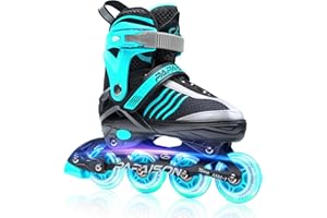 PAPAISON Adjustable Inline Skates Boys Ages 4-16, Roller Skates for Girls Kids Ages 5-8 8-12 with Full Light Up Wheels, Outdoor Skates Illuminating Skates for Children Teens Women