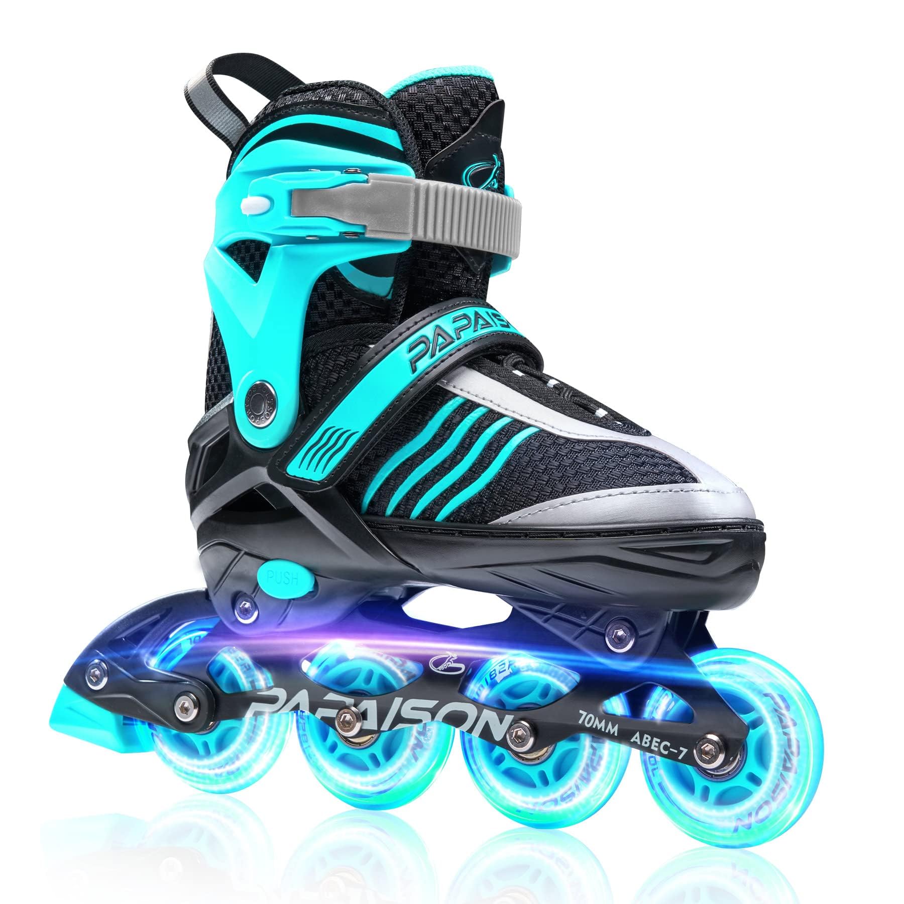 PAPAISON Adjustable Inline Skates Boys Ages 4-16, Roller Skates for Girls Kids Ages 5-8 8-12 with Full Light Up Wheels, Outdoor Skates Illuminating Skates for Children Teens Women Image