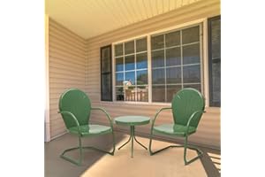 RICNOD Patio Bistro Set Retro Metal Outdoor Seating Set Conversation Set 3 Pieces, 2 C-Spring Motion Armchairs and Round Side Table, for Porch, Lawn, Garden, Green