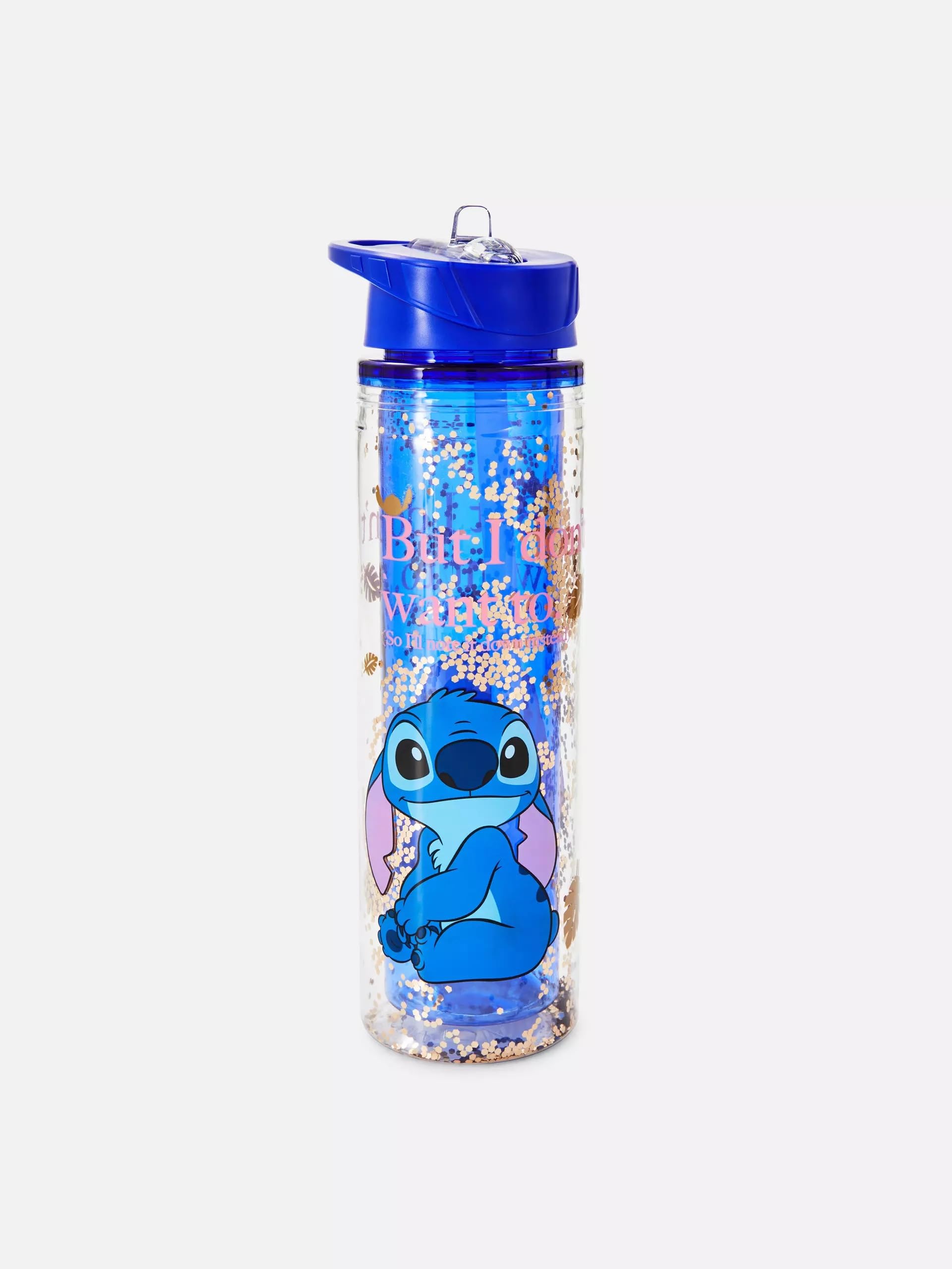 P&R:UK Stitch Water Bottle 550ml Glitter Filled with Straw leakproof sports Kids school gym Reusable Travel drinks bottles