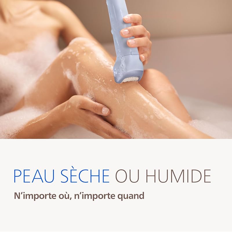 Épilateur série 8000 – épilateur électrique sans fil, utilisation sur peau sèche ou humide, épilation des jambes et du corps, avec ProGuide, 5 accessoires, autonomie 60 min, modèle BRE709/00