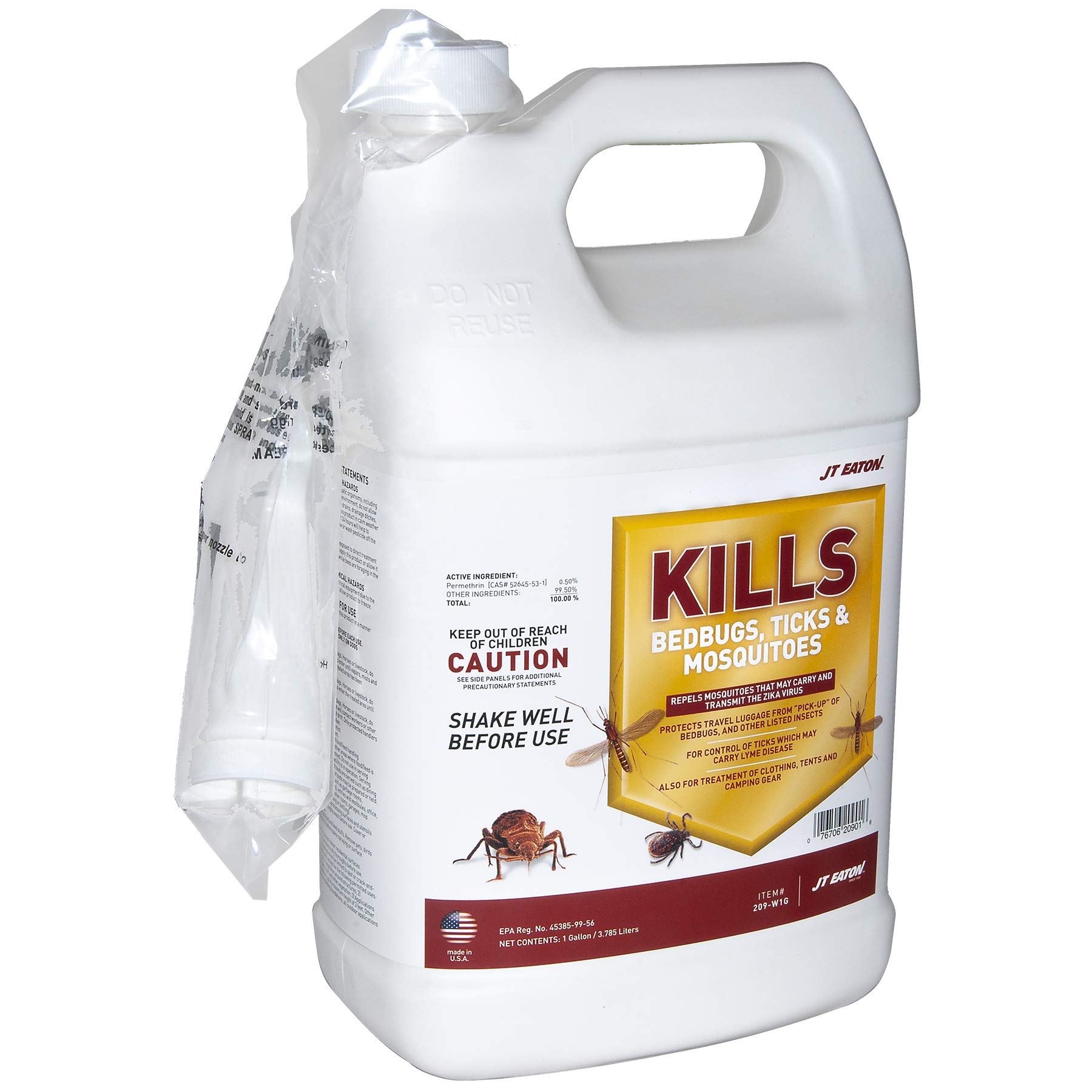 JT Eaton 209-W1G Bed Bug, Tick, and Mosquito Killer Spray, Water-Based Insecticide, Gallon with Sprayer