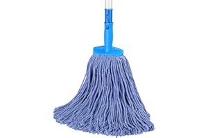 Heavy Duty Commercial Industrial Mop for Floor Cleaning,Beyoco String Wet Mop with Long Handle,Cotton Mop for Home,Garage,Office, Workshop Floor Cleaning- Blue