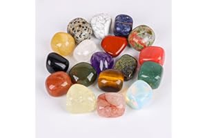 LEEHON 19pcs Polished Stone Set Tumbled Stones,Natural Polished Stone for Meditation,Energy Crystal Healing,Reiki Gift,Chakra Stones and Home Decor(0.6-0.8")