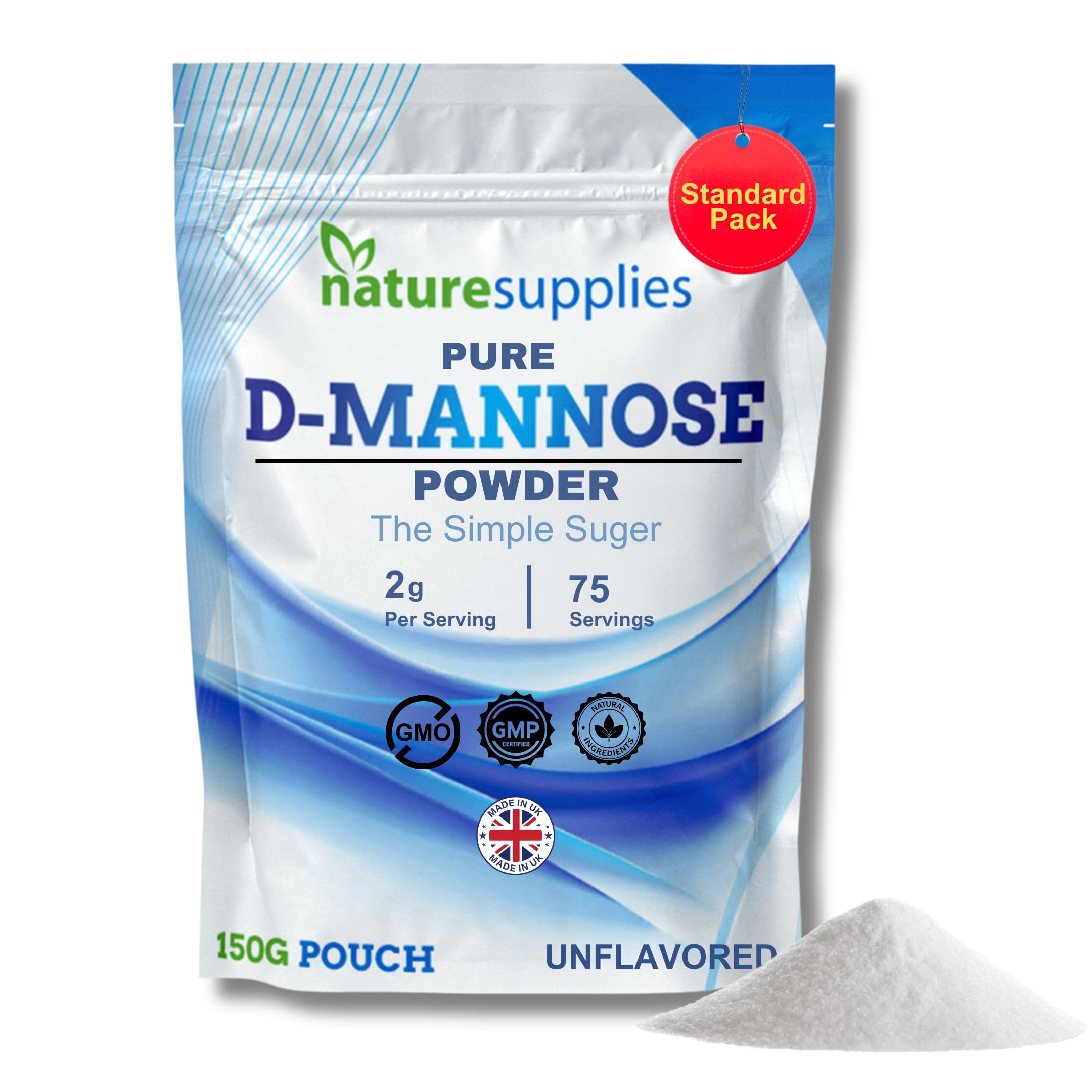 D Mannose Powder 150 g Pack - Pure D-Mannose for Natural Support - (NOT D Mannose Capsules or Tablets) GMO Free, Vegan Friendly, No Chemicals - High Strength Dmannose Supplement by Naturesupplies