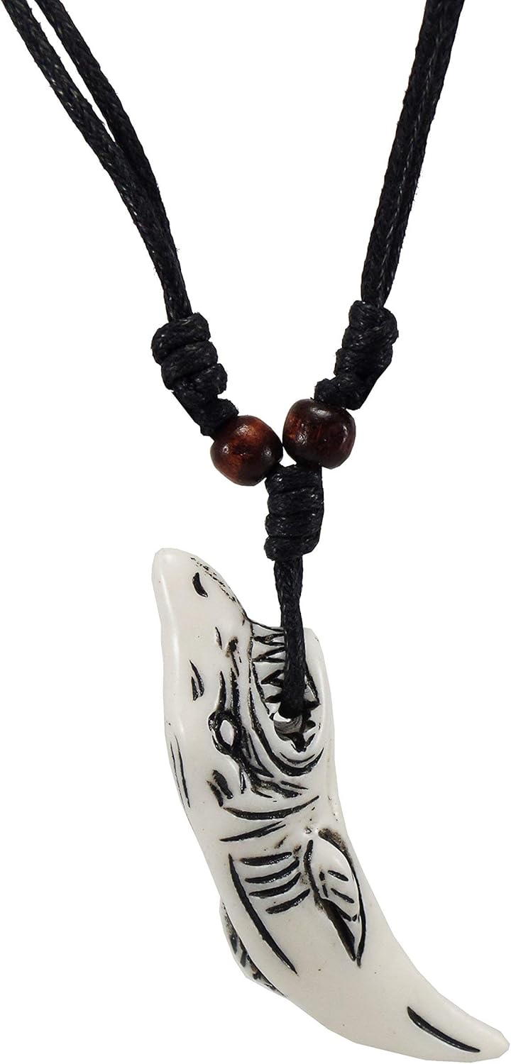 Shark Tooth Necklace Adjustable Surfer Necklace Shark Necklace-Shark Jewelry Shark Pendant