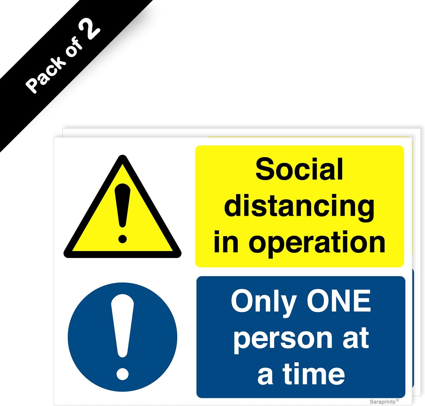 Pack of 2 One Person at a Time Sticker Self Adhesive Waterproof Vinyl 1 Person Only Sign 150mmx200mm V1124 - Image 3