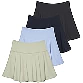 Real Essentials 4 Pack: Women’s Skater Pleated Tennis Skort - Skirt with Shorts Pockets Athletic Golf Workout (Plus)