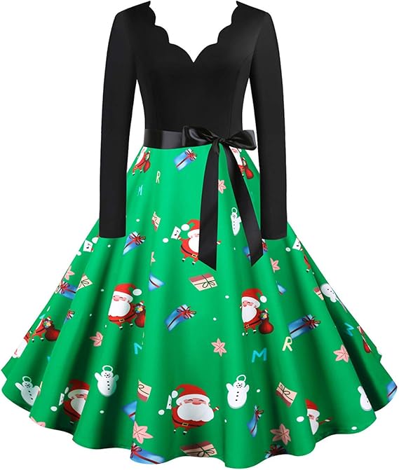 Amazon Co Jp クリスマスドレス サンタ ワンピース レディース 長袖 レトロワンピース タイト コスチューム パーティードレス 仮装 衣装 カクテル フォーマル お呼ばれ 披露宴 結婚式ドレス 秋冬 きれいめ 膝丈ドレス 学園祭 お呼ばれ Foreted 服 ファッション小物