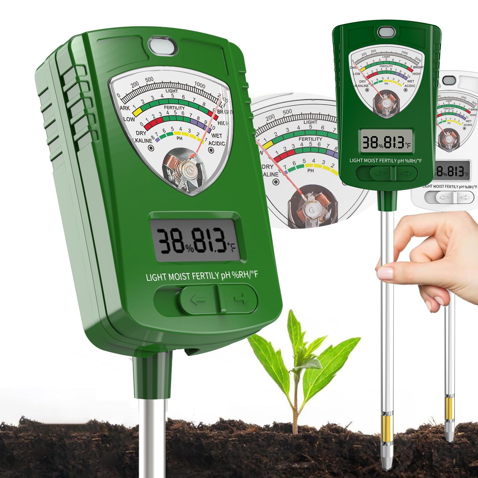 Photo 1 of 7-in-1 Soil ph Test kit, Soil Tester, Soil Meter of Moisture/Light/Fertility/PH/Soil Temp for House Plants, Soil Hygrometer Moisture Sensor for Indoor & Outdoor, Garden, Farm, Lawn Plant Care