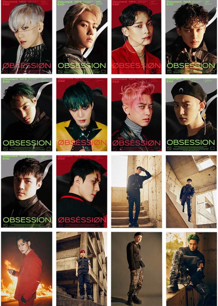 yejifs Glamorous 16pcs/Set Kpop EXO Obsession 2019 6th New Album LOMO Photo Picture Cards(None 3)
