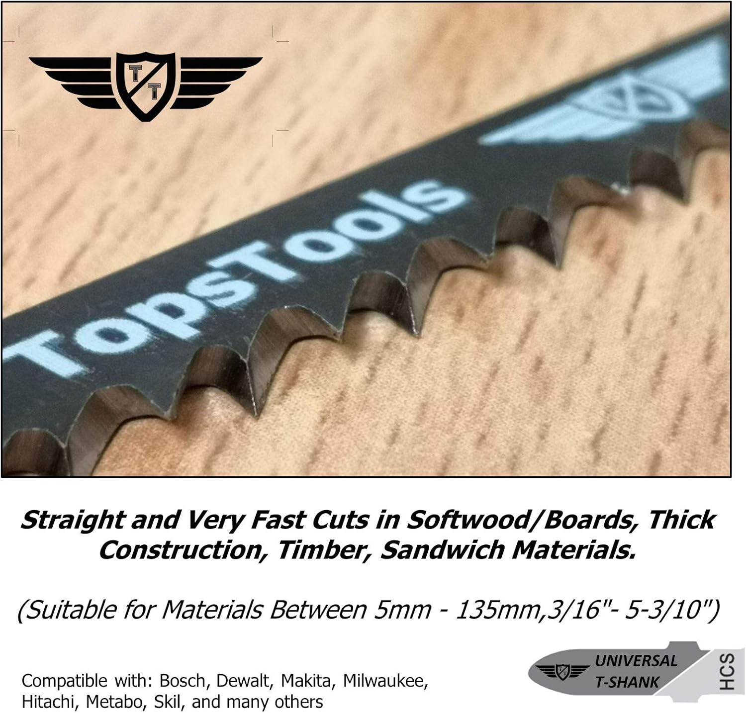 10 x TopsTools JSTT744D_2 T744D 180mmJigsaw Blades Designed for Long Clean Straight and Fast Cuts in Wood - Image 4