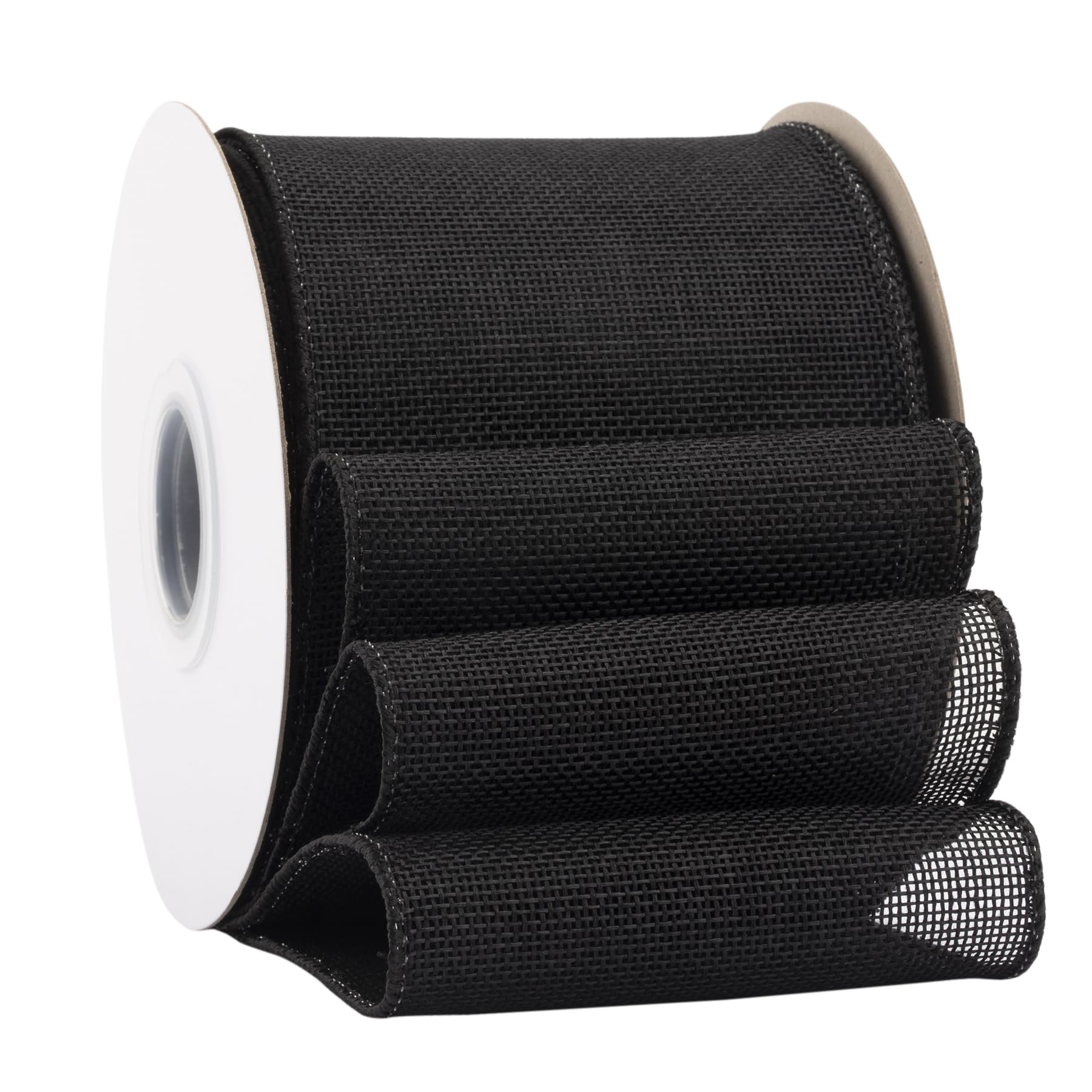 Ribbonitlux Black Burlap Wired Ribbon, 100mm x 18 Meters, Wired Edge Burlap Ribbon for Gift Wrapping, Big Bow, Wreath, and Christmas Tree Decoration