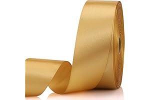 NISDOCF Champagne Gold Ribbon-1-1/2 Inch 60 Yards Champagne Gold Solid Satin Ribbon for Gift Wrapping,Craft Floral Bouquets,Wedding Party,Timeless Flower,Decoration Floral Hair,Balloons