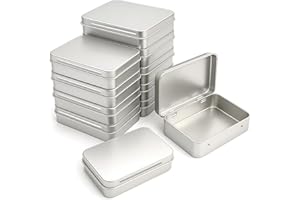 FOREVER BENE Forever Ben Tin Box-12 Pcs Small Metal Storage Containers for Beads,Jewelry,Crafts,Zyn,Mint Candy,Small Items,gift card tins,Stackable,DIY,Self Adhesive Label,Metal Tins with Lids 4.5" x 3.5" x 0.9"