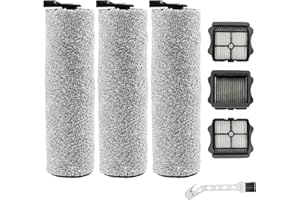 VacusMatrix iFloor 3/Floor One S3 Roller Brush Replacement Fit for Tineco,3 Brush Rollers and 3 HEPA Filters for Cordless Wet Dry Vacuum Cleaner, Vacuum Mop Replacement Parts Accessories