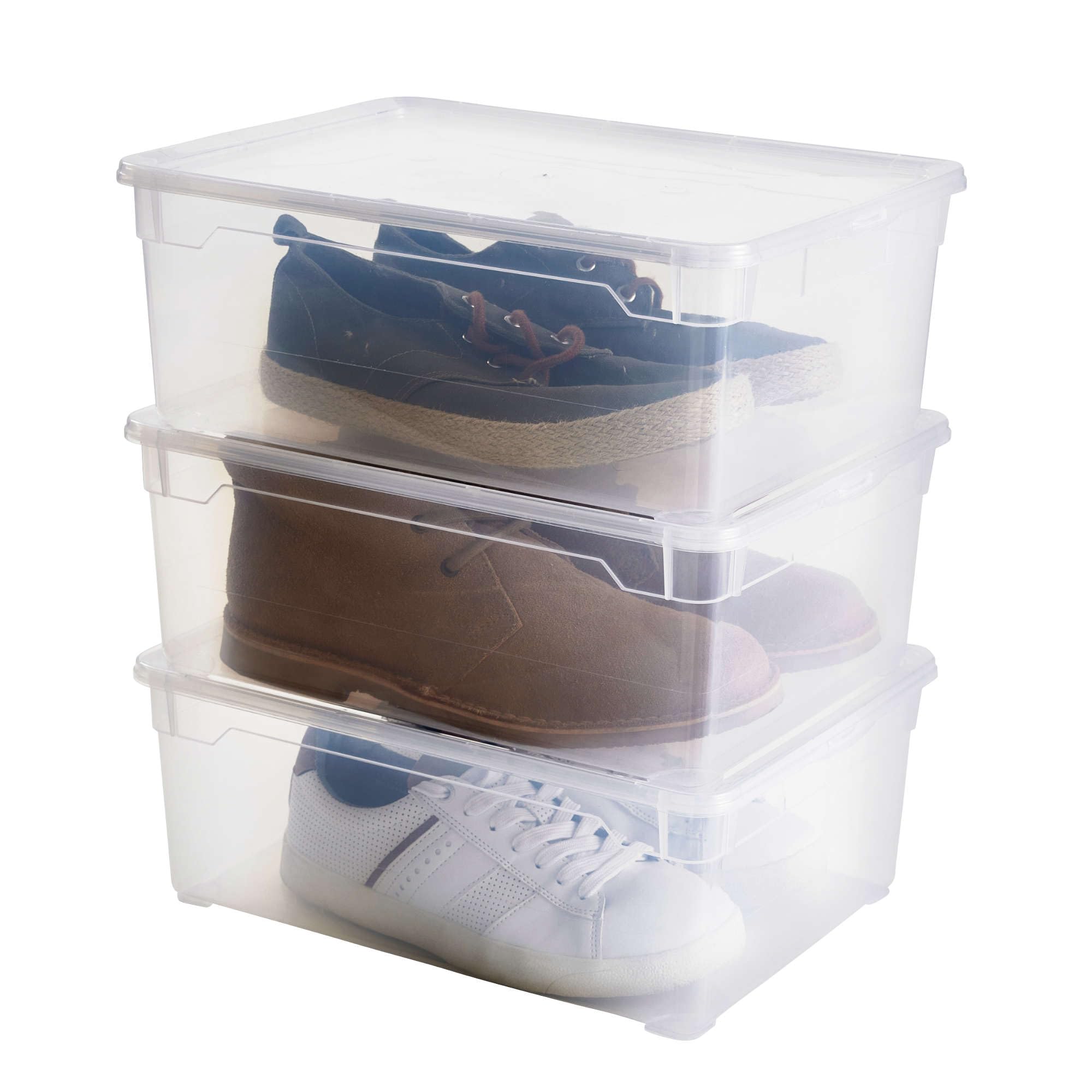 Rotho, Clear, Set of 3 storage boxes 10l with lid, Plastic (PP) BPA-free, transparent, 3 x 10l (36,0 x 26,0 x 22,0 cm)