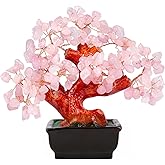 NUKAYAI Rose Quartz Crystal Tree Cute Pink Room Home Desk Office Decor Feng Shui Knick Knacks Accessories Japanese Cheery Blossom Kwawaii Decorations Crystals Valentine Gifts for Women Office Decor