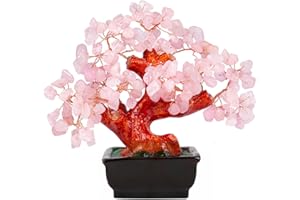NUKAYAI Rose Quartz Crystal Tree Cute Pink Room Home Desk Office Decor Feng Shui Knick Knacks Accessories Japanese Cheery Blossom Kwawaii Decorations Crystals Valentine Gifts for Women Office Decor