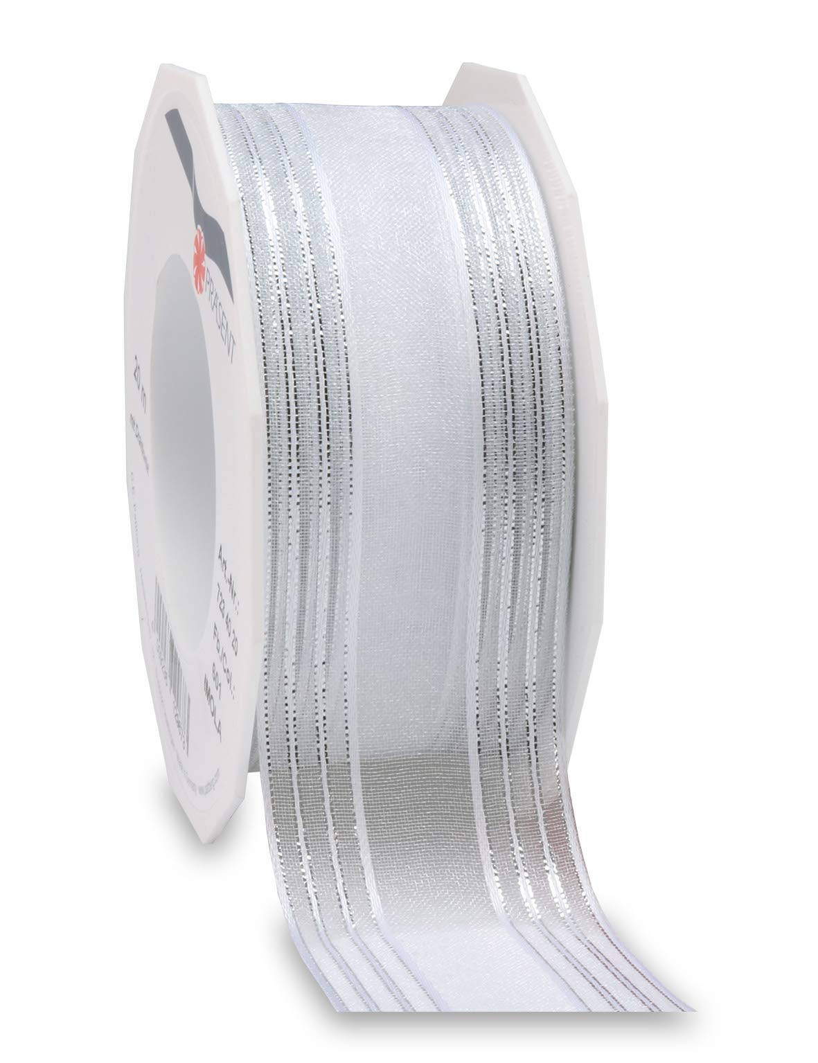 Präsent - Imola Organza Ribbon White 40 mm Width, 20 m Length