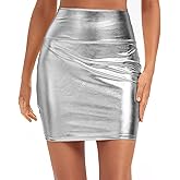 Urban CoCo Women's Sexy Bodycon Pencil Skirt Shiny Metalic Liquid Party Tight Hip Mini Skirt