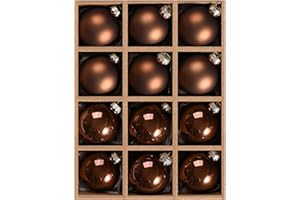 DN DECONATION Brown Glass Christmas Ball Ornaments, 2.36” Hanging Bulbs Ornaments for Christmas Tree, Set of 12 Hanging Balls