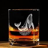 Whale Vintage Engraved Whiskey Glass - Ocean Marine Biology Theme Gift - Unique Birthday Gifts For Friends And Family - Whale Lovers Gift - Vintage Old Fashioned Glass - Decor For Bar