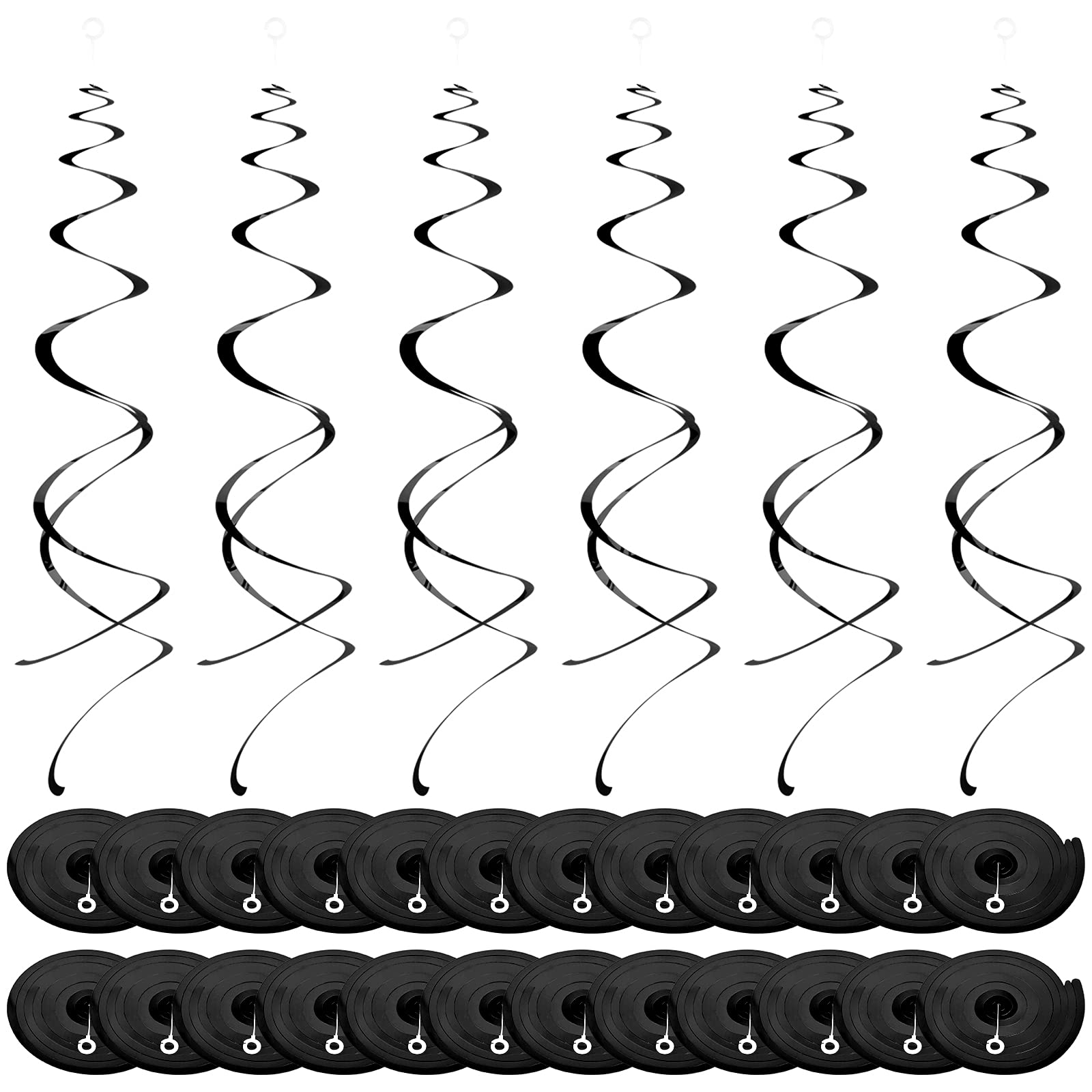NATUCE 30 Pcs Hanging Swirls Decoration Ceiling Swirl Garland Spiral Hanging Streamers for Birthday, Wedding, Party Decorations (Black)