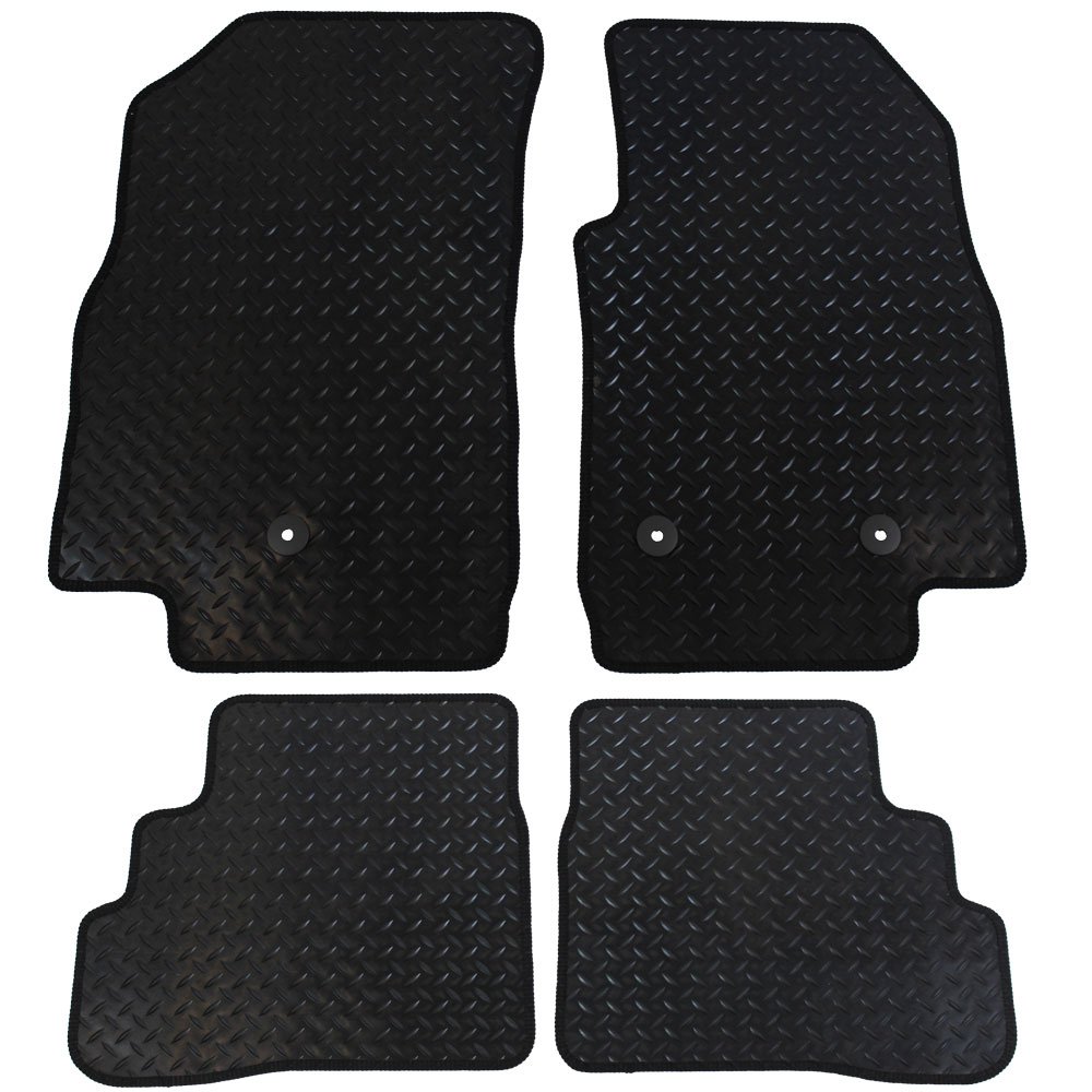 JVL 3563R Fully Tailored Rubber Car Mat with 3-Clips, Set of 4