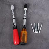 HomeSoGood Screw Driver Kit Plastic Drill Bit Replaceable Heads Semi-automatic Hand Tools Ratcheting Socket 6 in 1(9,Red Yellow)