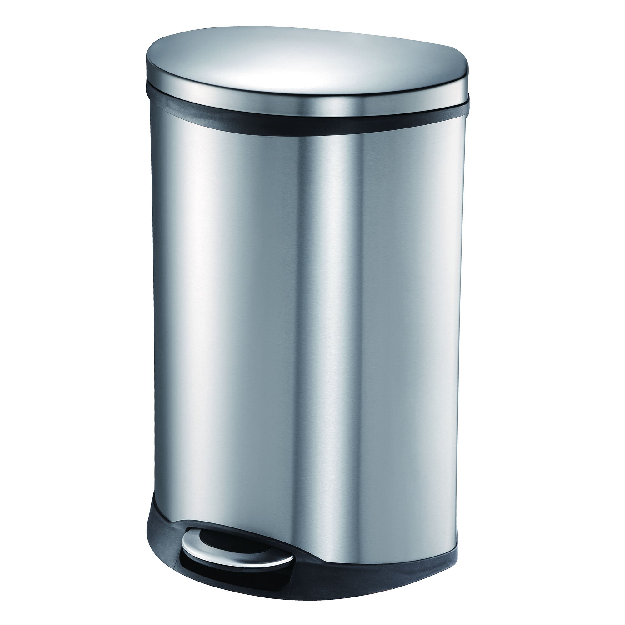EKO 921851 Oblong Shell 13 Gallon Stainless Steel Step Trash Can with