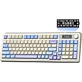 AULA S99 Pro Gaming Keyboard, Cute Creamy Keyboard with Number Pad Smart Screen, Tri-Mode Bluetooth/2.4G/USB-C Computer Keyboards, Media Knob Custom RGB Backlit Feel for MAC Xbox PC Gamer - Purple
