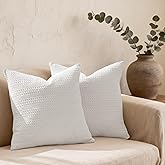 COCOPLOCEUS 26x26 Pillow Covers Set of 2 Off White Euro Shams Boho Decorative Throw Pillow Covers Cotton Large Square Pillowcase for Couch Bed