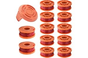 NOTETOUPT WA0010 Replacement Spool Compatible with Worx Trimmer Line 0.065 Grass Trimmer Spool Line for Worx A0010 Electric String Trimmers WG154 WG163 WG160 WG180 WG175 (12 Spools + 1 Cap)