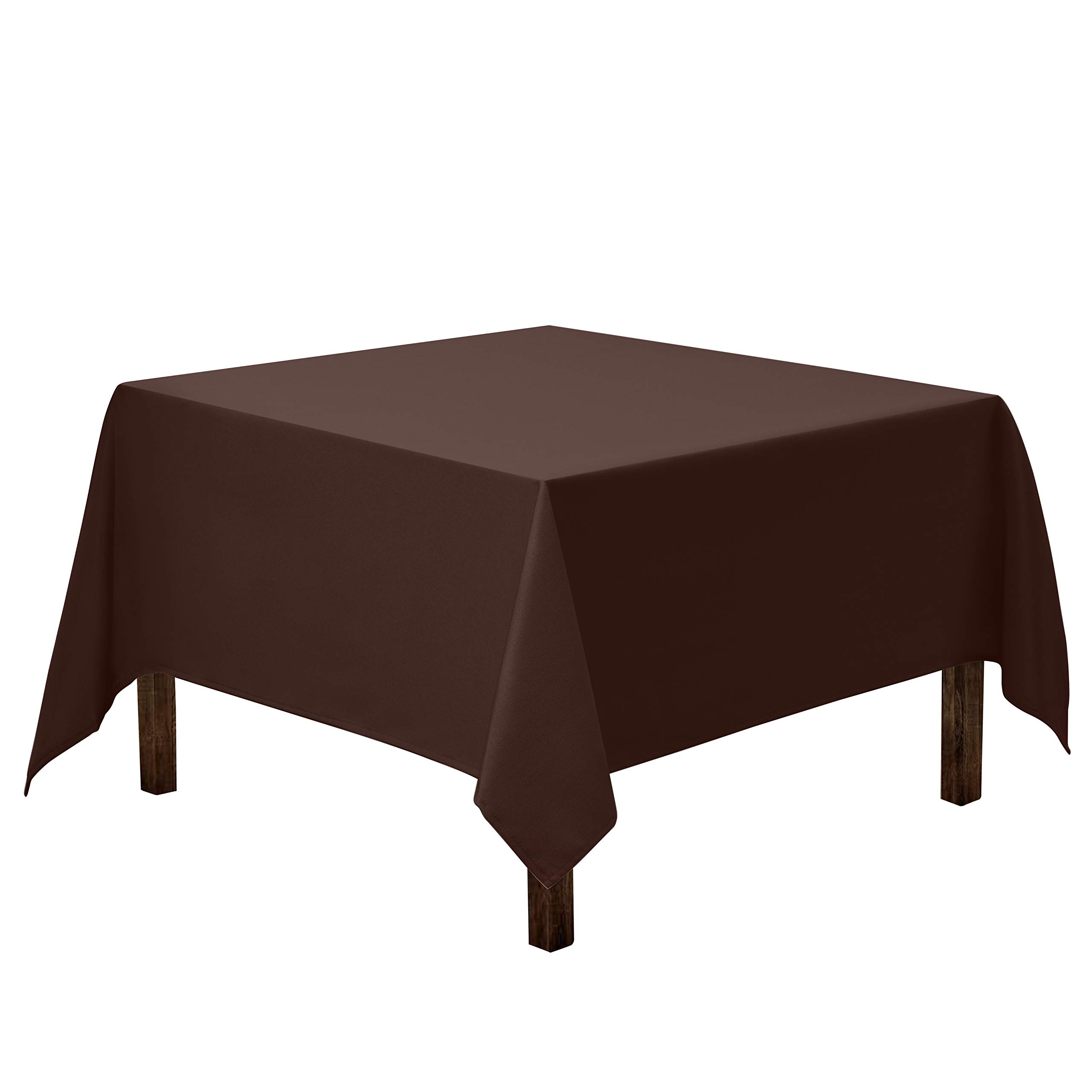 Gee Di Moda Square Tablecloth - 70 x 70 Inch Chocolate Table Cloth for Medium Square or Round Tables - Heavy Duty Washable Fabric - for Buffet Table, Holiday Party, Dinner, Wedding & Baby Shower
